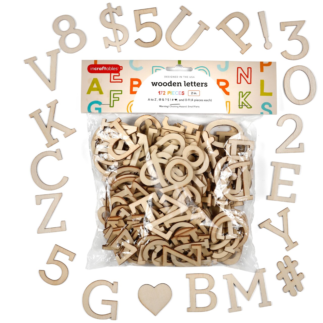 Incraftables Wooden Letters for Crafts (2 inch Big). A-Z Alphabet Unfinished Wood Letter with 0-9 Numbers & Symbols (172 pcs). Best Large & Small Craft Natural ABC Words Pieces for DIY Wall Decor